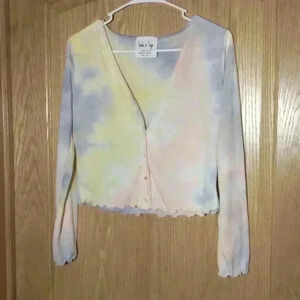 Sadie & Sage women's Size Small tie dye blue pink yellow stretchy lightweight
